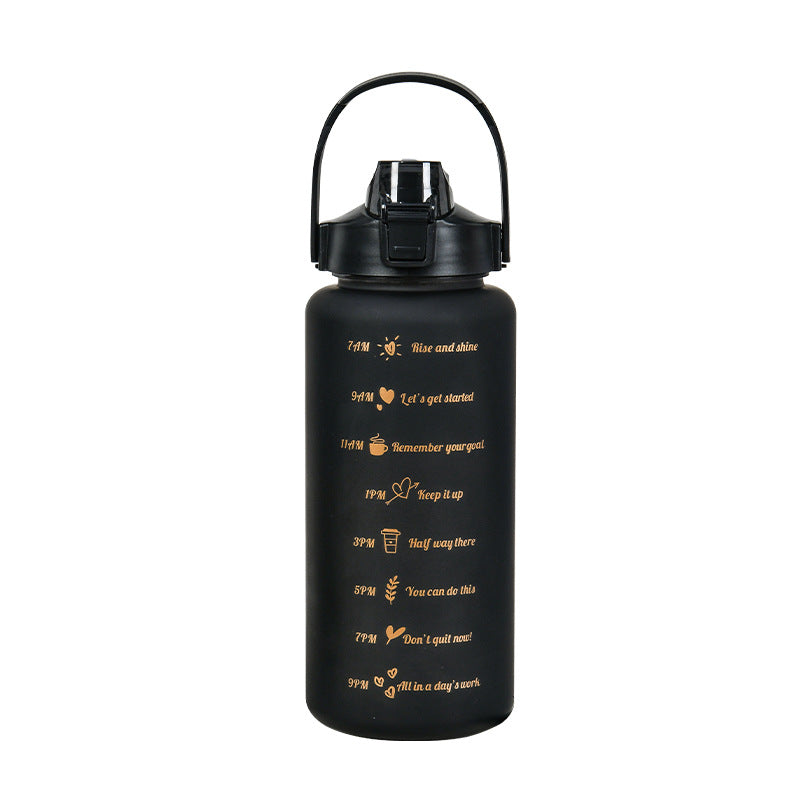 3PCS Water Bottle with Two Straws-5575Black Matte