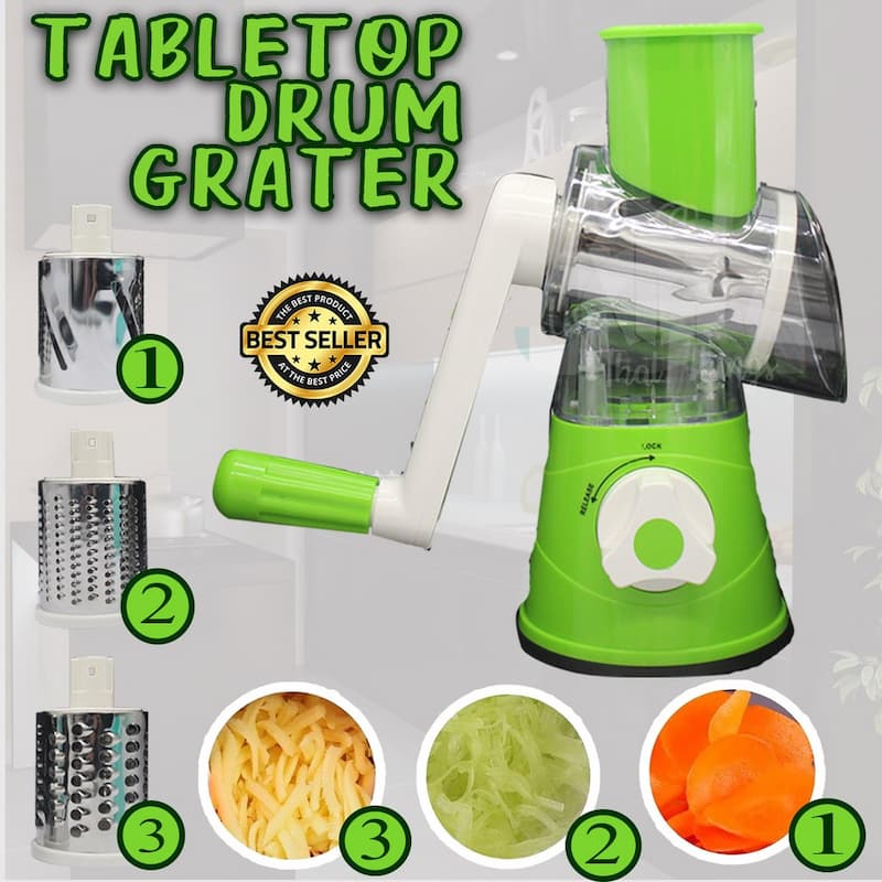 Manual Vegetable Cutter Slicer Round ,Grater, 3 in1 Slicer